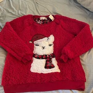 Cute lama Christmas sweater! Soft and plush with sparkly hat!